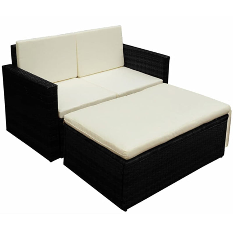 2 Piece Garden Lounge Set with Cushions Poly Rattan Black Payday Deals