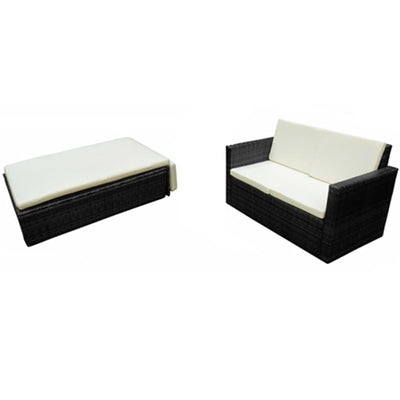 2 Piece Garden Lounge Set with Cushions Poly Rattan Black Payday Deals