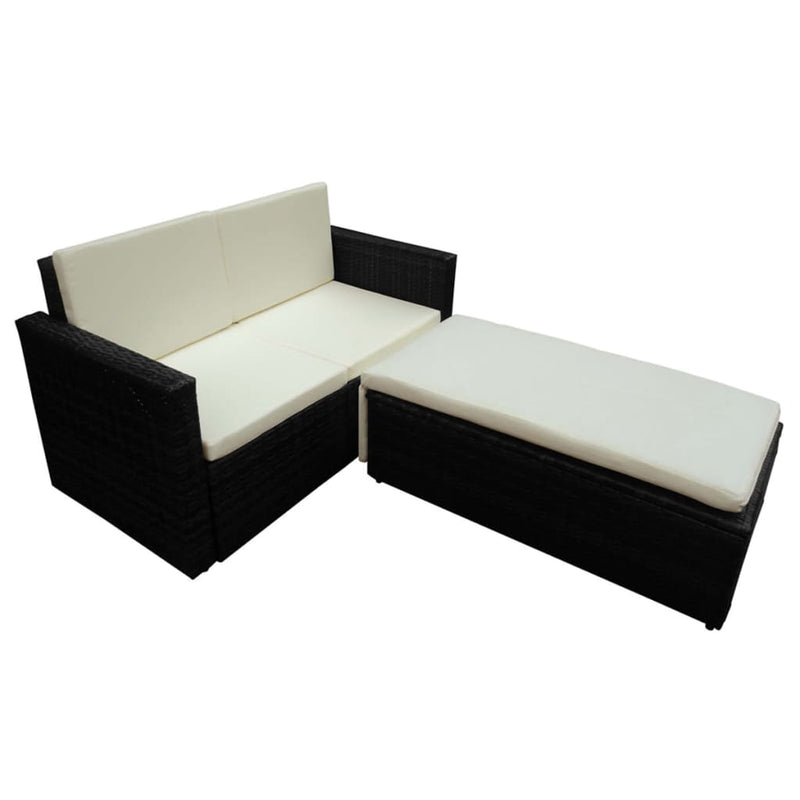 2 Piece Garden Lounge Set with Cushions Poly Rattan Black Payday Deals