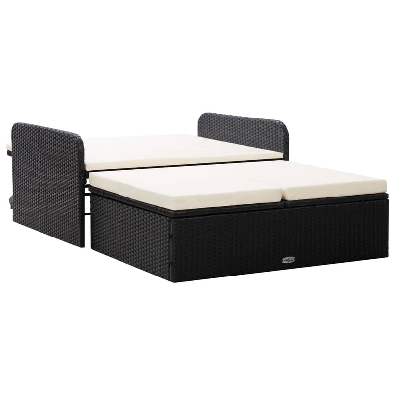 2 Piece Garden Lounge Set with Cushions Poly Rattan Black Payday Deals