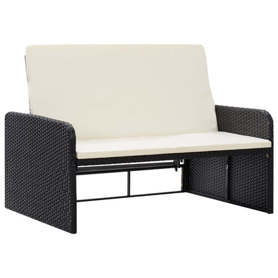 2 Piece Garden Lounge Set with Cushions Poly Rattan Black Payday Deals