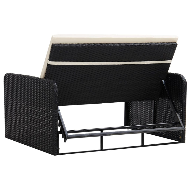 2 Piece Garden Lounge Set with Cushions Poly Rattan Black Payday Deals