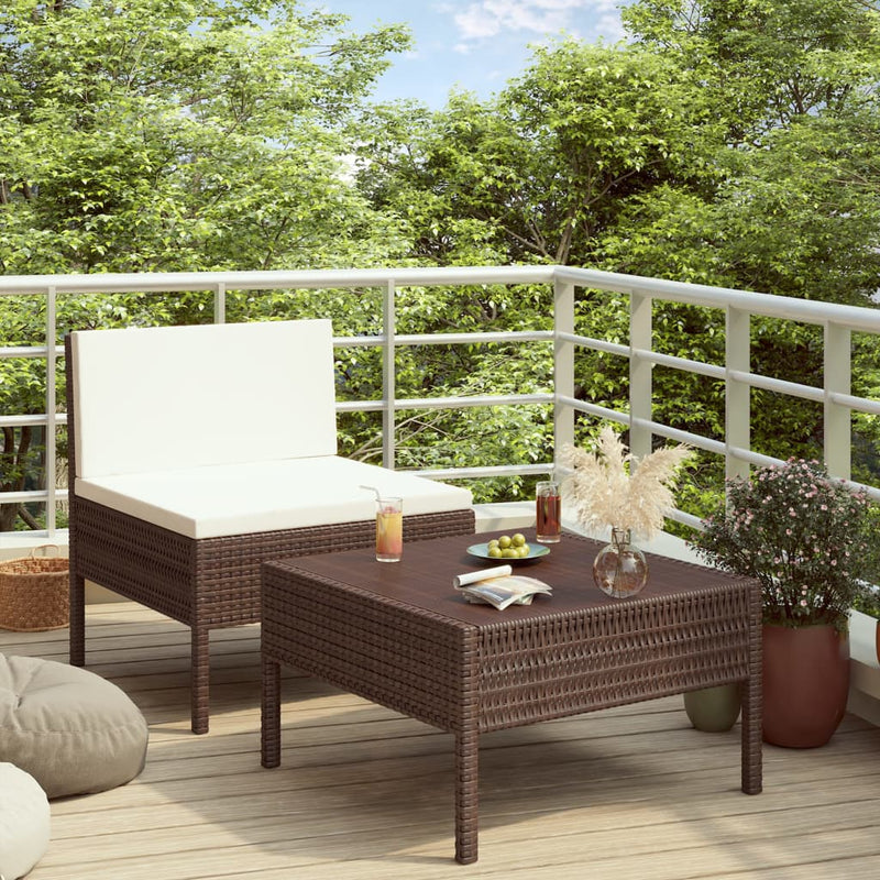 2 Piece Garden Lounge Set with Cushions Poly Rattan Brown Payday Deals