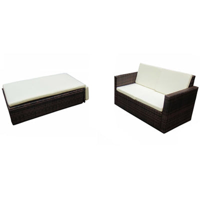 2 Piece Garden Lounge Set with Cushions Poly Rattan Brown Payday Deals