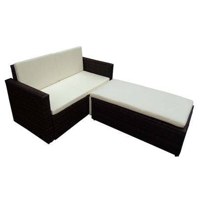 2 Piece Garden Lounge Set with Cushions Poly Rattan Brown Payday Deals