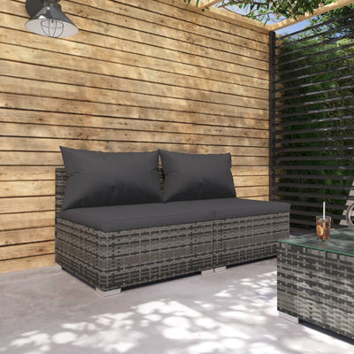 2 Piece Garden Lounge Set with Cushions Poly Rattan Grey Payday Deals