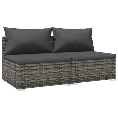 2 Piece Garden Lounge Set with Cushions Poly Rattan Grey Payday Deals