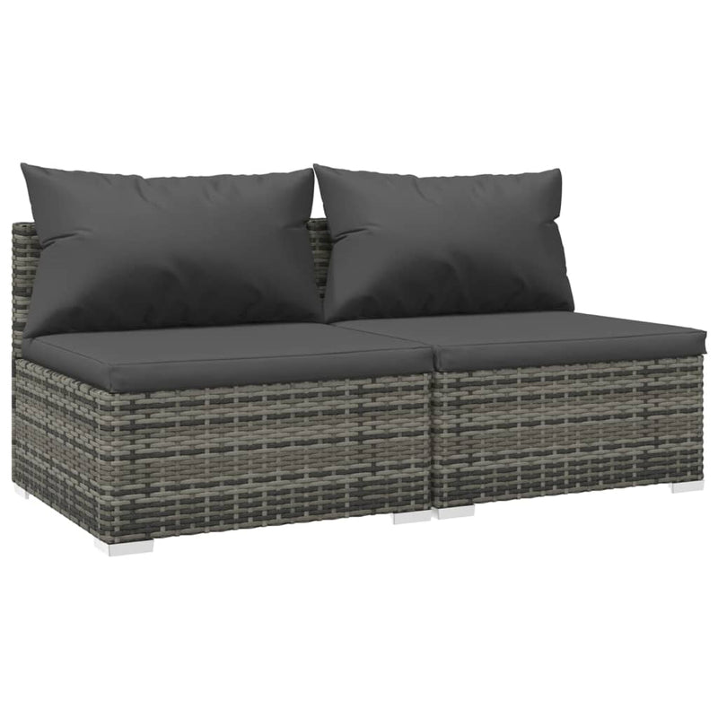 2 Piece Garden Lounge Set with Cushions Poly Rattan Grey Payday Deals