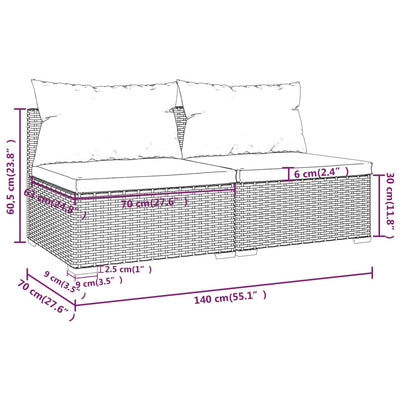 2 Piece Garden Lounge Set with Cushions Poly Rattan Grey Payday Deals