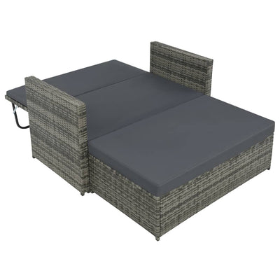 2 Piece Garden Lounge Set with Cushions Poly Rattan Grey Payday Deals