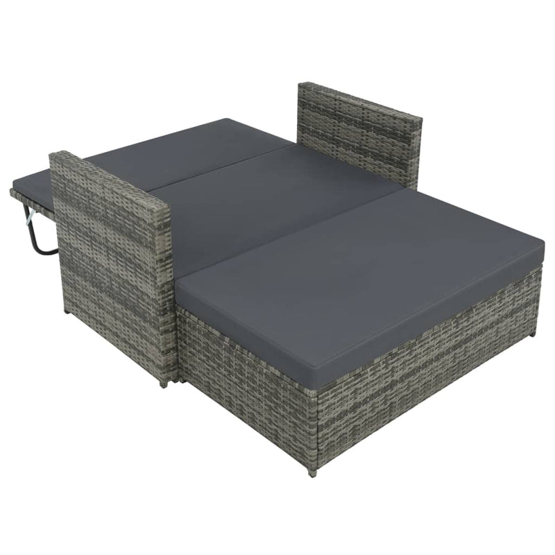 2 Piece Garden Lounge Set with Cushions Poly Rattan Grey Payday Deals