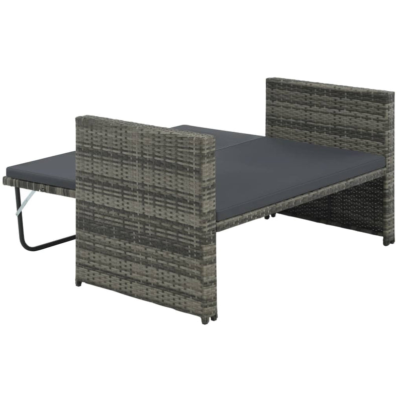 2 Piece Garden Lounge Set with Cushions Poly Rattan Grey Payday Deals