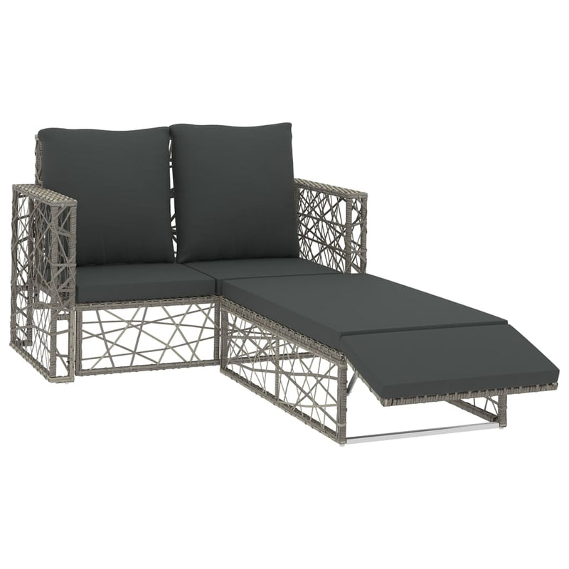2 Piece Garden Lounge Set with Cushions Poly Rattan Grey Payday Deals