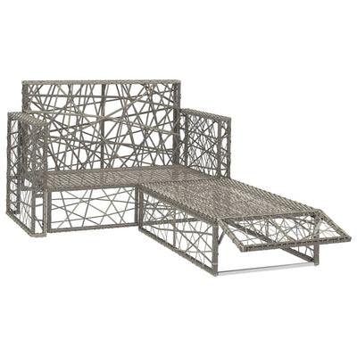 2 Piece Garden Lounge Set with Cushions Poly Rattan Grey Payday Deals