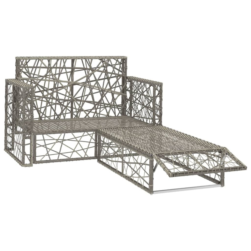 2 Piece Garden Lounge Set with Cushions Poly Rattan Grey Payday Deals