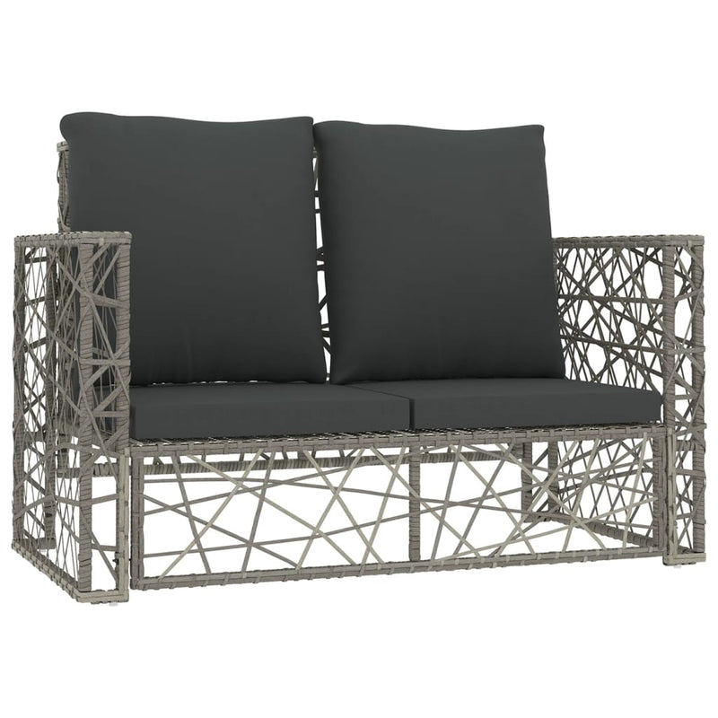 2 Piece Garden Lounge Set with Cushions Poly Rattan Grey Payday Deals