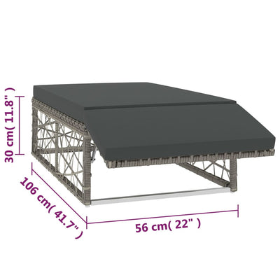 2 Piece Garden Lounge Set with Cushions Poly Rattan Grey Payday Deals