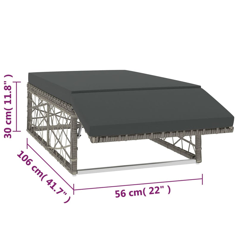 2 Piece Garden Lounge Set with Cushions Poly Rattan Grey Payday Deals