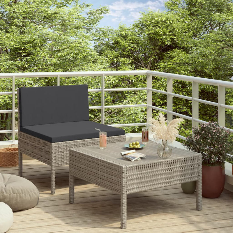 2 Piece Garden Lounge Set with Cushions Poly Rattan Grey Payday Deals