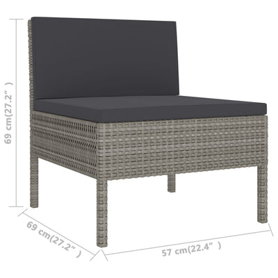 2 Piece Garden Lounge Set with Cushions Poly Rattan Grey Payday Deals