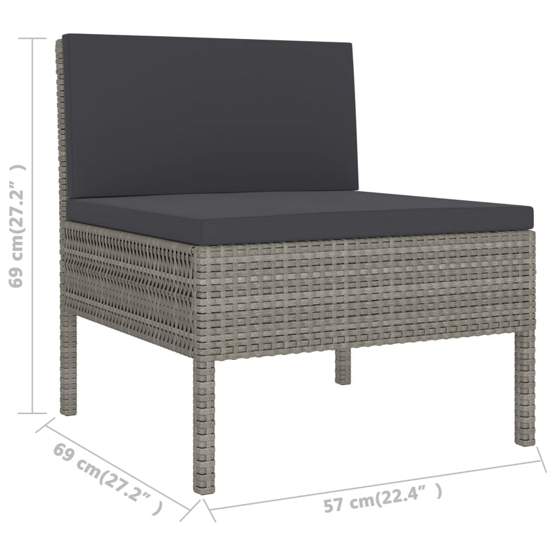 2 Piece Garden Lounge Set with Cushions Poly Rattan Grey Payday Deals