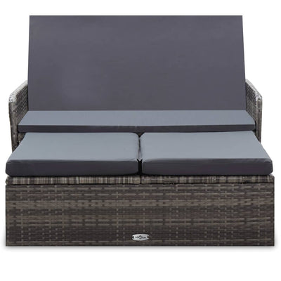 2 Piece Garden Lounge Set with Cushions Poly Rattan Grey Payday Deals