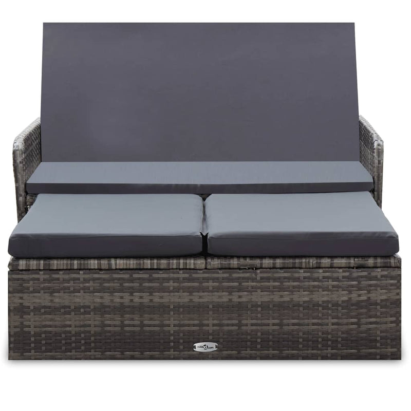 2 Piece Garden Lounge Set with Cushions Poly Rattan Grey Payday Deals