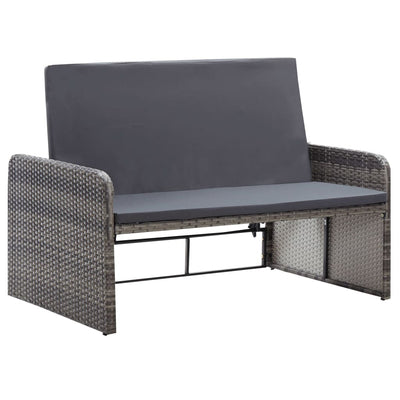 2 Piece Garden Lounge Set with Cushions Poly Rattan Grey Payday Deals