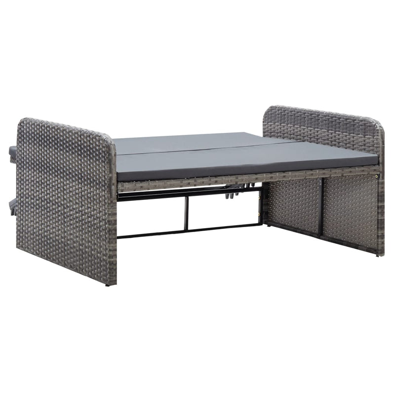 2 Piece Garden Lounge Set with Cushions Poly Rattan Grey Payday Deals