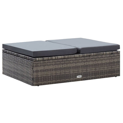 2 Piece Garden Lounge Set with Cushions Poly Rattan Grey Payday Deals