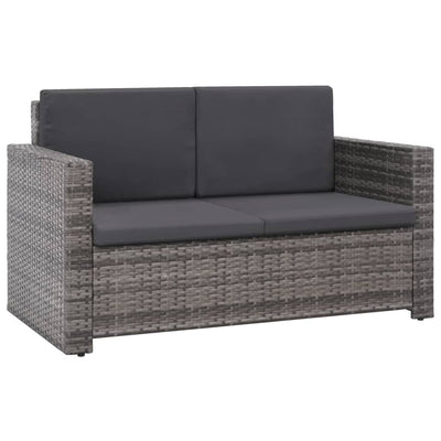 2 Piece Garden Lounge Set with Cushions Poly Rattan Grey Payday Deals