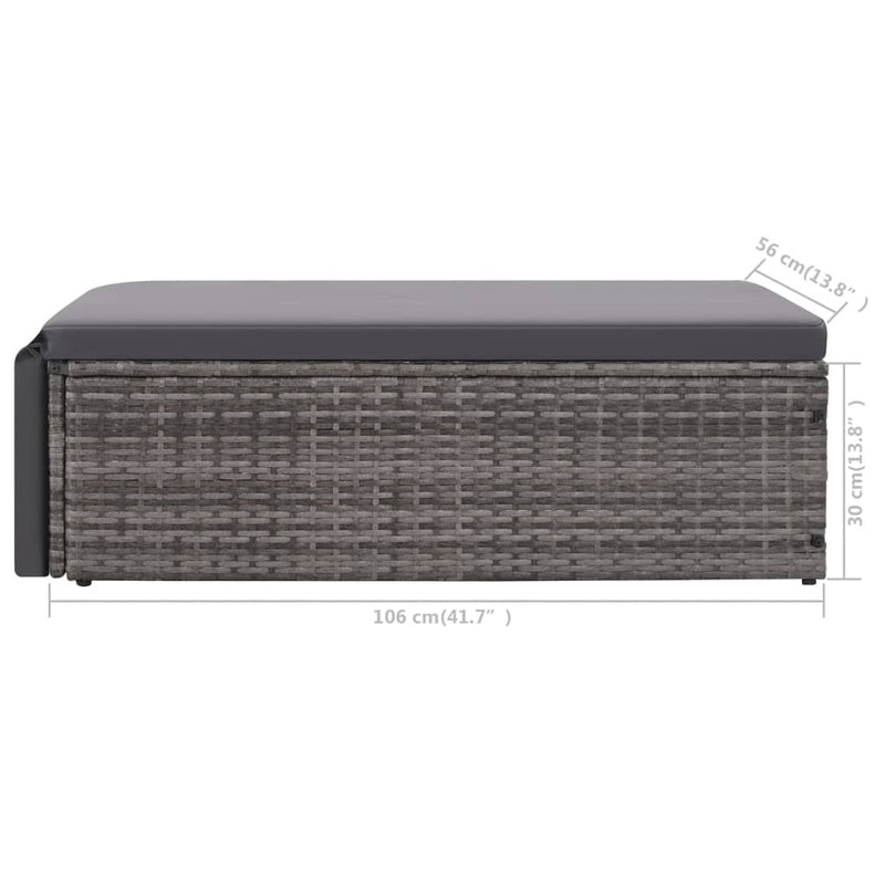 2 Piece Garden Lounge Set with Cushions Poly Rattan Grey Payday Deals