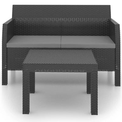 2 Piece Garden Lounge Set with Cushions PP Rattan Anthracite Payday Deals