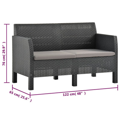 2 Piece Garden Lounge Set with Cushions PP Rattan Anthracite Payday Deals