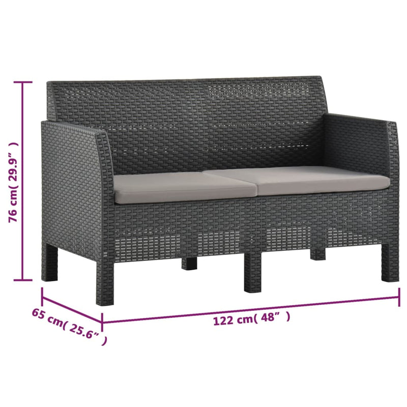 2 Piece Garden Lounge Set with Cushions PP Rattan Anthracite Payday Deals