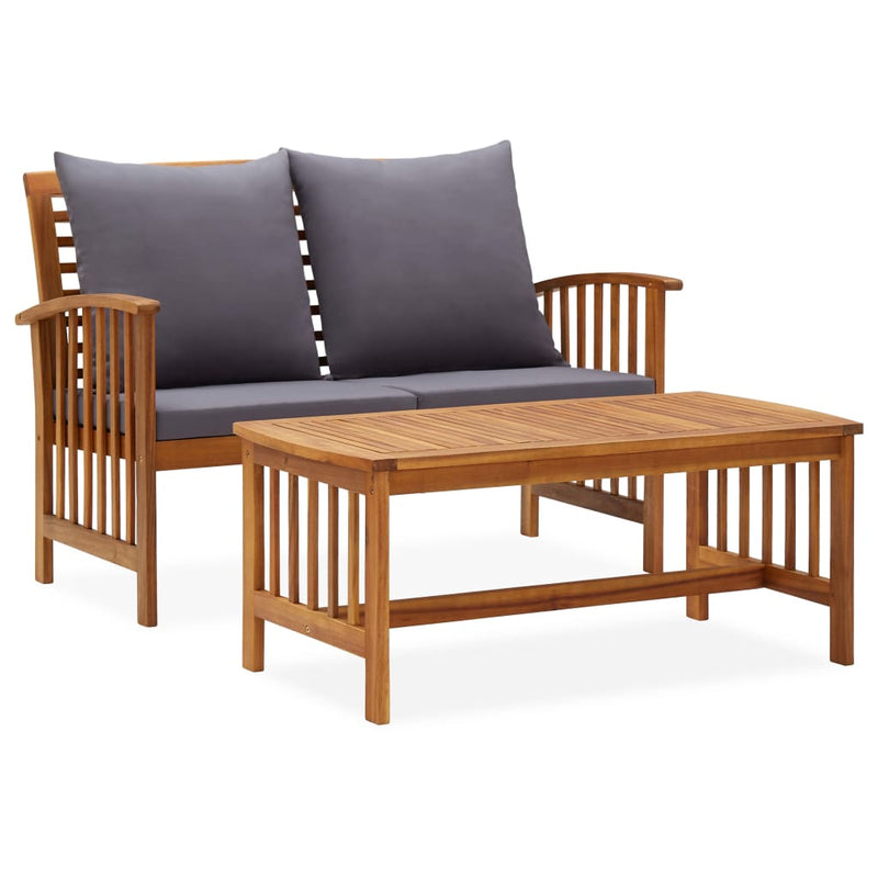 2 Piece Garden Lounge Set with Cushions Solid Acacia Wood Payday Deals