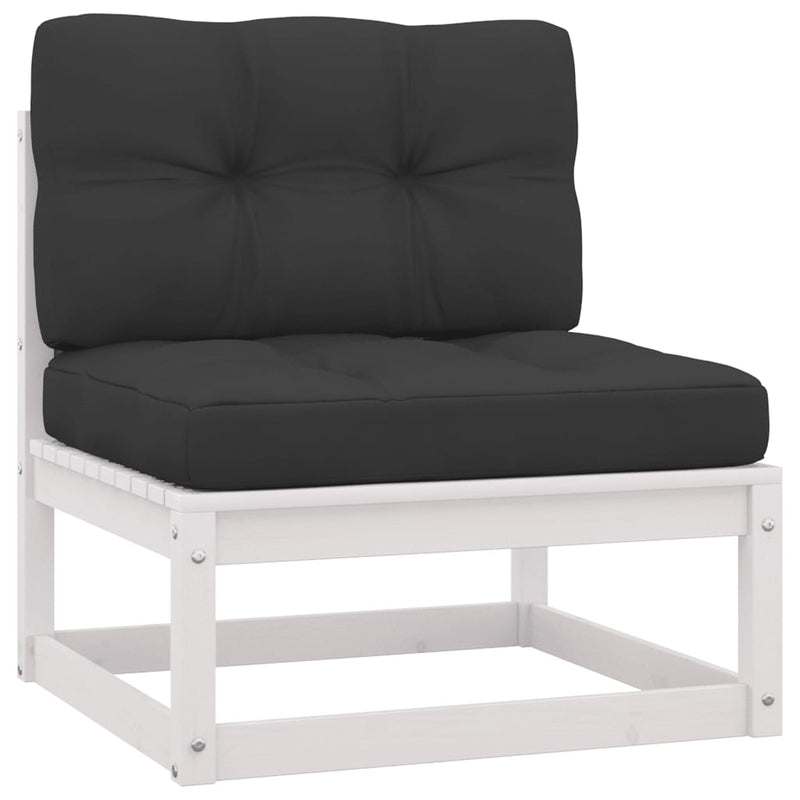 2 Piece Garden Lounge Set with Cushions White Solid Pinewood Payday Deals