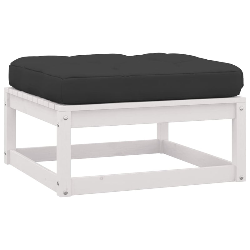 2 Piece Garden Lounge Set with Cushions White Solid Pinewood Payday Deals