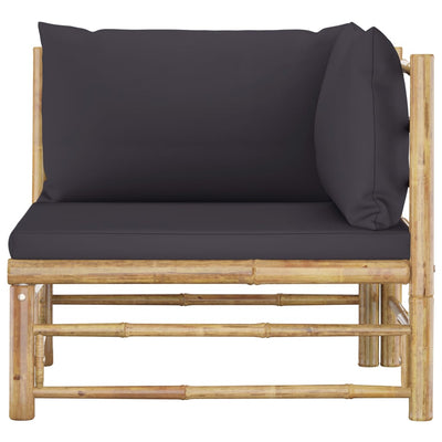 2 Piece Garden Lounge Set with Dark Grey Cushions Bamboo Payday Deals