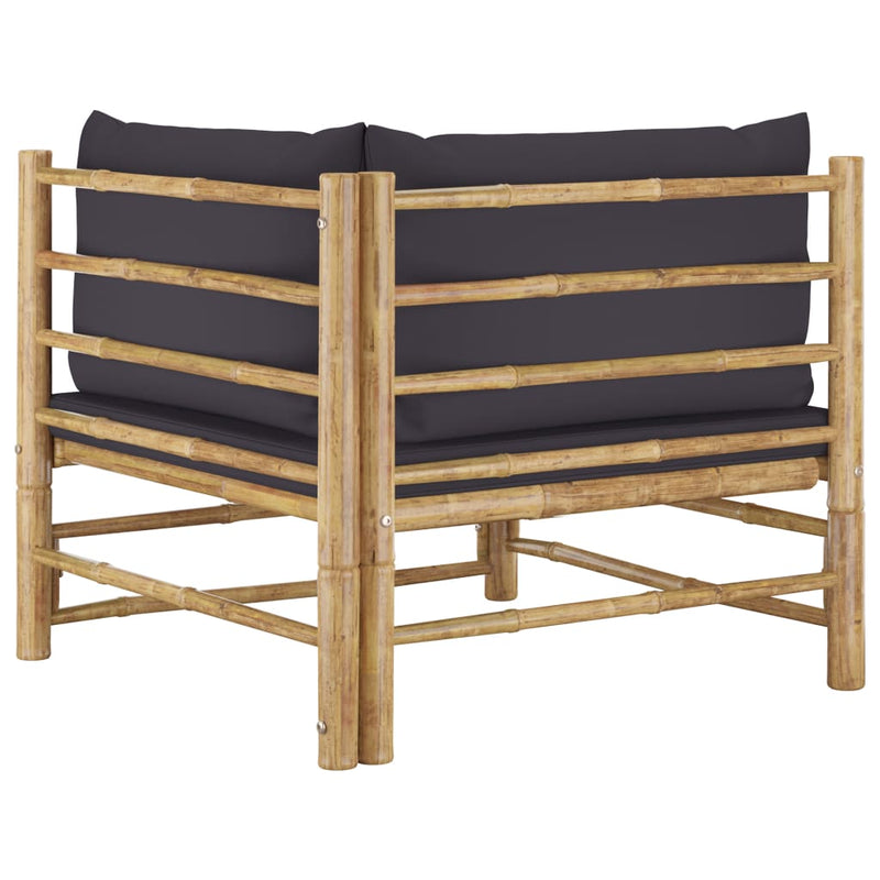 2 Piece Garden Lounge Set with Dark Grey Cushions Bamboo Payday Deals