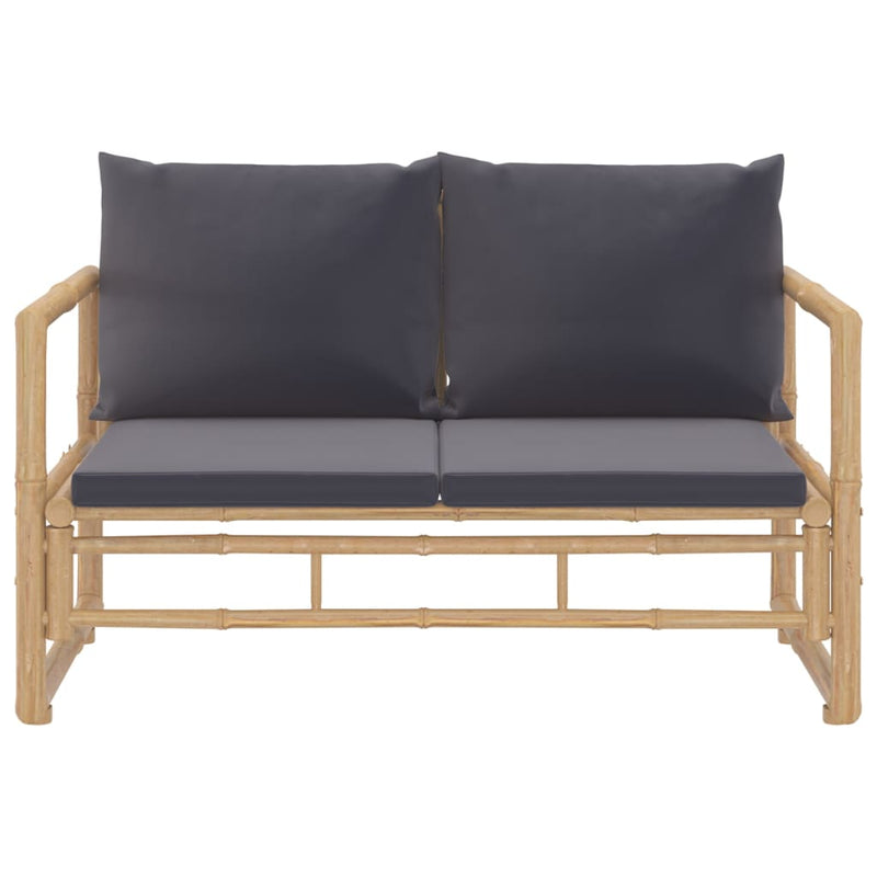 2 Piece Garden Lounge Set with Dark Grey Cushions Bamboo Payday Deals