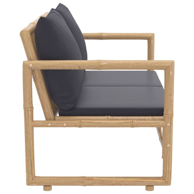 2 Piece Garden Lounge Set with Dark Grey Cushions Bamboo Payday Deals