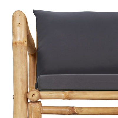 2 Piece Garden Lounge Set with Dark Grey Cushions Bamboo Payday Deals