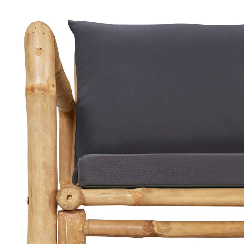 2 Piece Garden Lounge Set with Dark Grey Cushions Bamboo Payday Deals