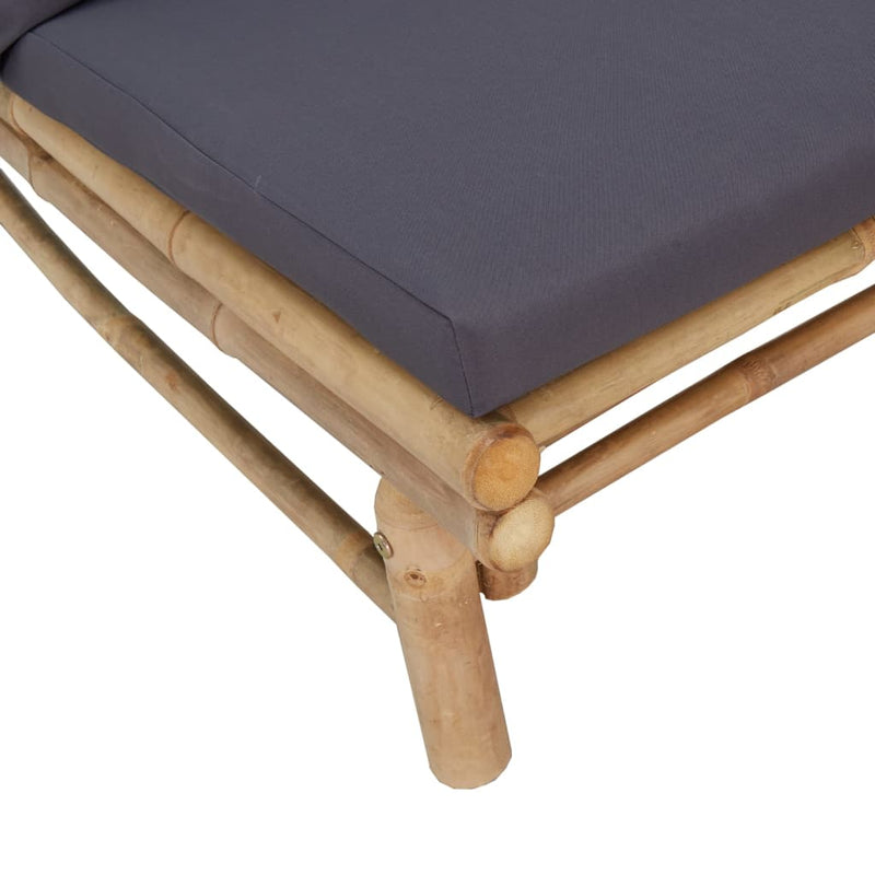 2 Piece Garden Lounge Set with Dark Grey Cushions Bamboo Payday Deals