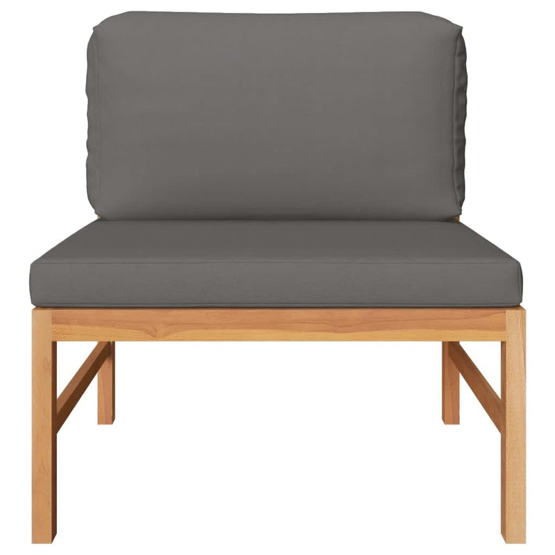 2 Piece Garden Lounge Set with Dark Grey Cushions Teak Wood Payday Deals