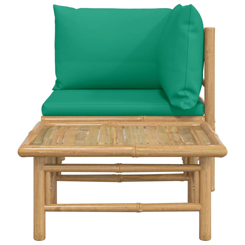 2 Piece Garden Lounge Set with Green Cushions Bamboo Payday Deals