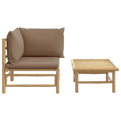 2 Piece Garden Lounge Set with Taupe Cushions Bamboo Payday Deals