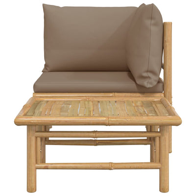 2 Piece Garden Lounge Set with Taupe Cushions Bamboo Payday Deals