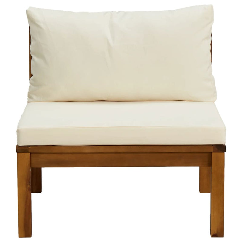 2 Piece Garden Sofa Set with Cream White Cushions Acacia Wood Payday Deals